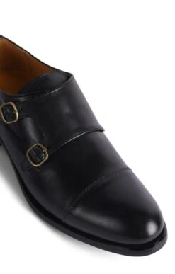 Men's Two Buckle Shoe -Men Clothing Sale TA00660BLACKLTHR 2