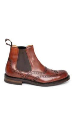 Men’s Calf Leather Brogue Chelsea Boot -Men Clothing Sale TA00710BROWN 1