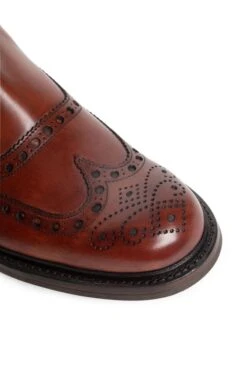 Men’s Calf Leather Brogue Chelsea Boot -Men Clothing Sale TA00710BROWN 2