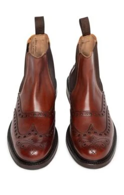 Men’s Calf Leather Brogue Chelsea Boot -Men Clothing Sale TA00710BROWN 3