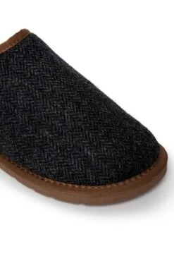 Men’s Shetland Tweed Mule Slippers -Men Clothing Sale TA16075CHARCOALHBONE 1