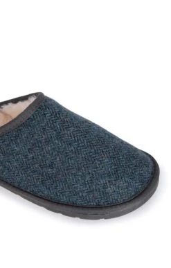 Men’s Shetland Tweed Mule Slippers -Men Clothing Sale TA16075DENIMHBONE 1