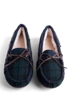 Men's Harris Tweed Moccasin Slippers -Men Clothing Sale TA16076BLACKWATCH 4