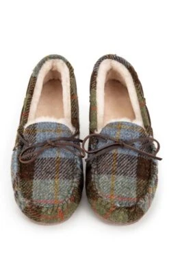 Men's Harris Tweed Moccasin Slippers -Men Clothing Sale TA16076BLUEHARRIS 4