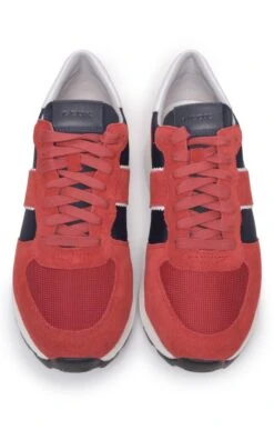 Men’s Geox Two Tone Suede Sneaker -Men Clothing Sale TA23631DKREDNAVY 4