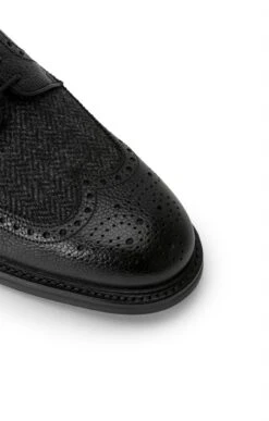 British Pure New Wool Tweed Brogue Shoe -Men Clothing Sale TA23640BLACKCHARC 3