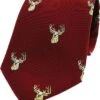 Stags Head Woven Silk Tie -Men Clothing Sale TL02290BURGUNDY