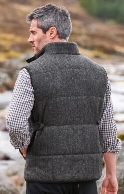 Men's Tweed Tipped Gilet -Men Clothing Sale TR12309CHARCOALHB 1