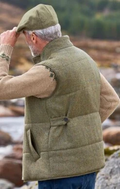 Men's Tweed Tipped Gilet -Men Clothing Sale TR12309LOVATBROWNHB 1