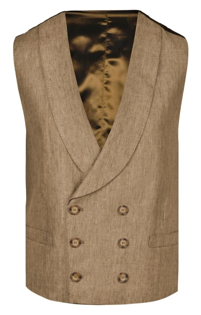 Men's Double Breasted Linen Waistcoat 3 Men's Double Breasted Linen Waistcoat