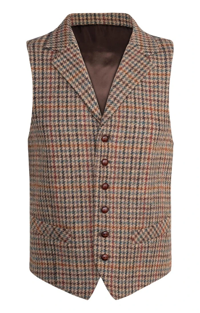Men's Single Breasted Harris Tweed Waistcoat 3 Men's Single Breasted Harris Tweed Waistcoat