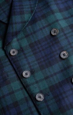 Men's Double Breasted Plaid Waistcoat -Men Clothing Sale TR40660BLACKWATCH 3