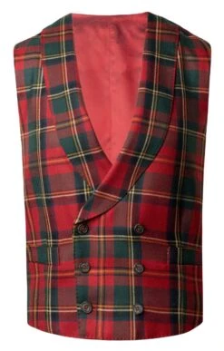 Men's Double Breasted Plaid Waistcoat -Men Clothing Sale TR40660MUTEDRED 1