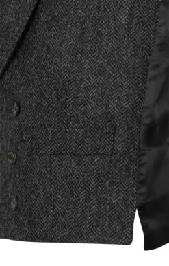 Men's Double Breasted Tweed Waistcoat -Men Clothing Sale TR40675CHARCOALHB 3