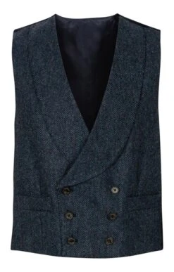 Men's Double Breasted Tweed Waistcoat -Men Clothing Sale TR40675DENIMHB 1