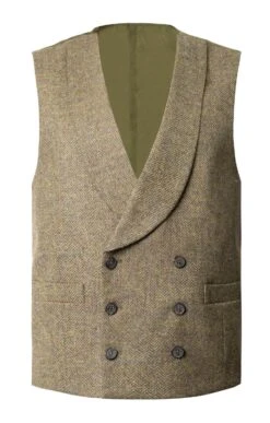 Men's Double Breasted Tweed Waistcoat -Men Clothing Sale TR40675LOVATBRNHB 1