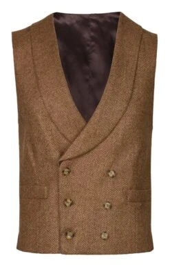 Men's Double Breasted Tweed Waistcoat -Men Clothing Sale TR40675WHEATHB 1