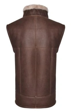 Men's Sheepskin Lined Leather Waistcoat -Men Clothing Sale TR91148NEWCHOCFOREST 2