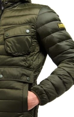 Men's Barbour International Racer Ouston Hooded Quilted Jacket -Men Clothing Sale TS22325SAGE 2