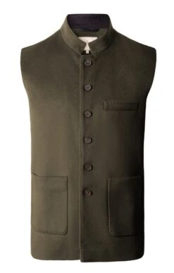 Men’s Wool And Cashmere Sporting Waistcoat -Men Clothing Sale TS22501DEEPOLIVE 2
