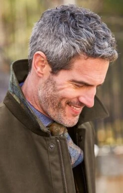 Men's Tweed Trim Cotton Mac -Men Clothing Sale TS23097DARKOLIVE 1