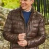Men’s Padded Nappa Leather Jacket -Men Clothing Sale TS30802DKBROWN
